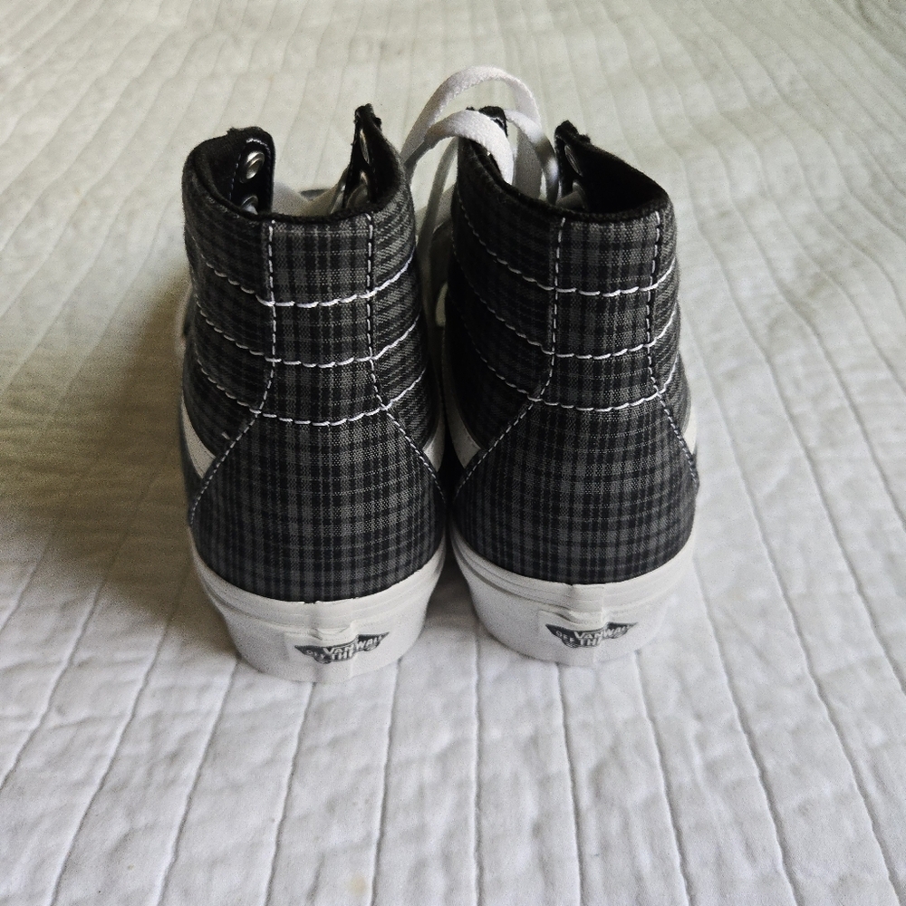 Vans Sk8 Hi Tappered Women Size 9 UV Beads Black Plaid Canvas 012026 - Picture 7 of 9